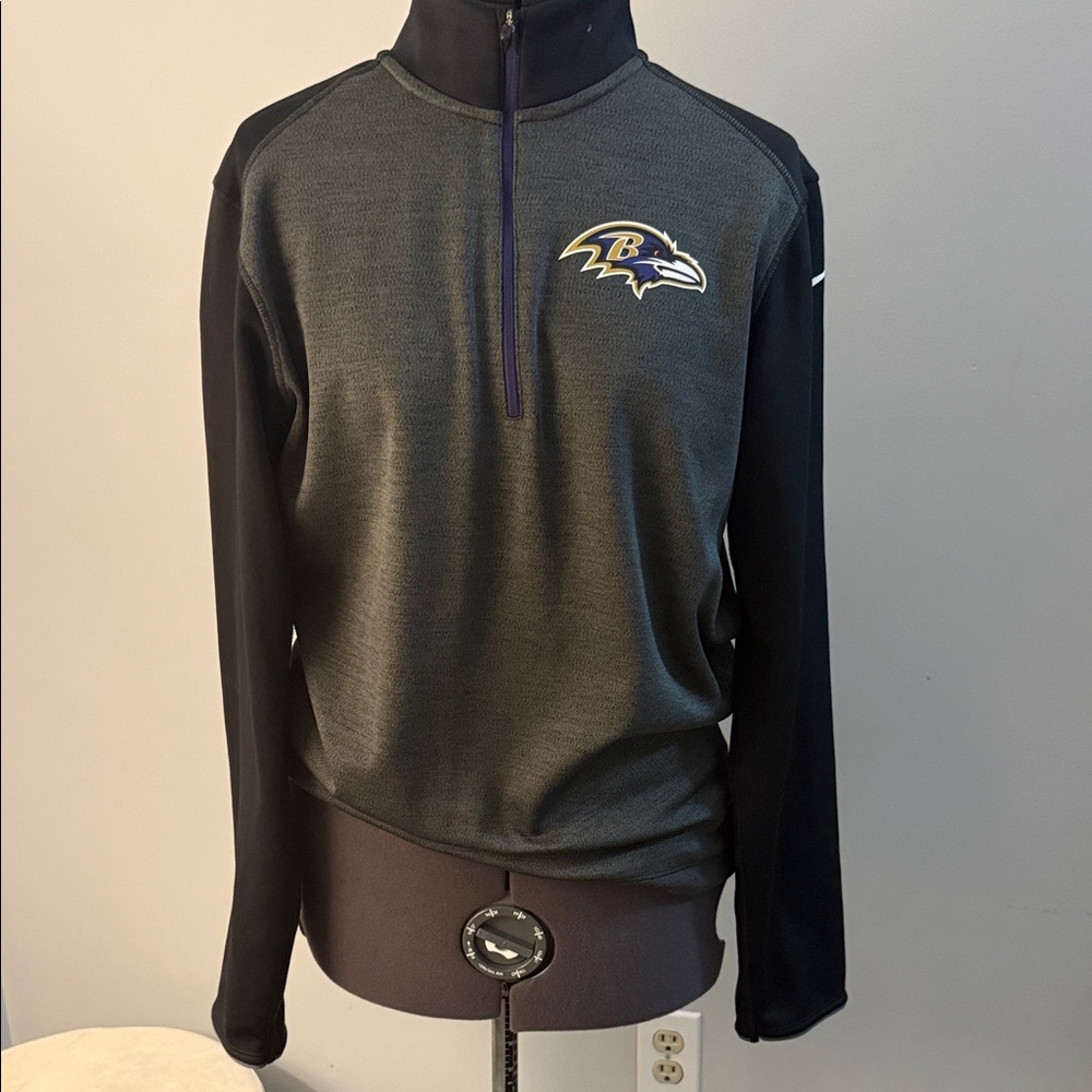 NFL Black and Dark Gray Zip-Up Sweater